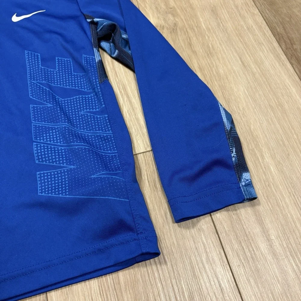 Nike DriFit‎ Hoodie Youth L 7 Blue Swoosh Long Sleeve Light Weight